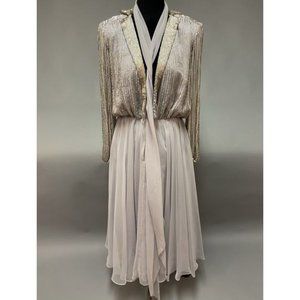 Martha, long beaded silk dress, size 8
